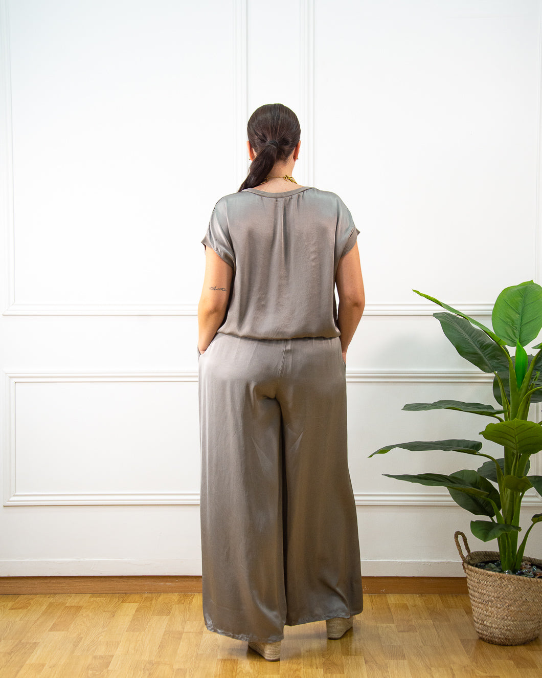 PANTALÓN RASO PALAZZO TAUPE
