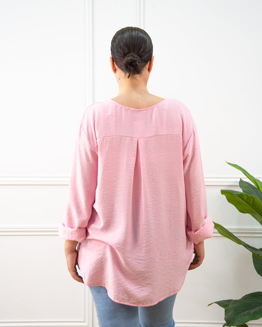 BLUSA BOTÓN ROSA