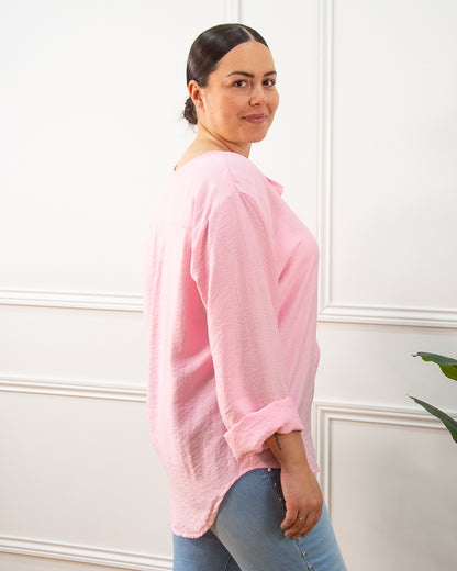 BLUSA BOTÓN ROSA