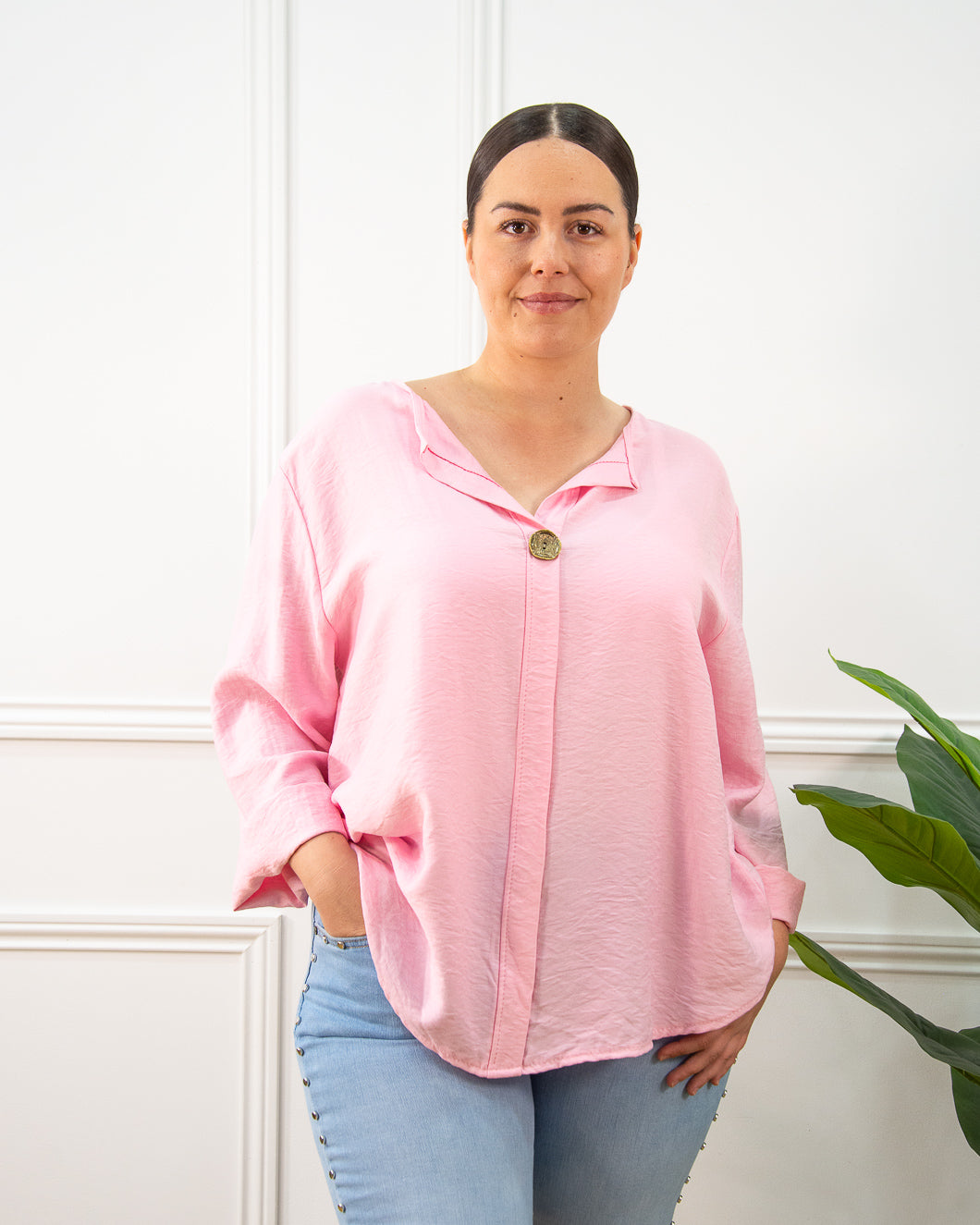 BLUSA BOTÓN ROSA