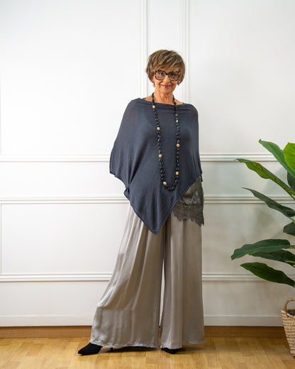 PONCHO BRILLO ANTRACITA