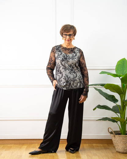 CAMISETA ENCAJE NEGRO