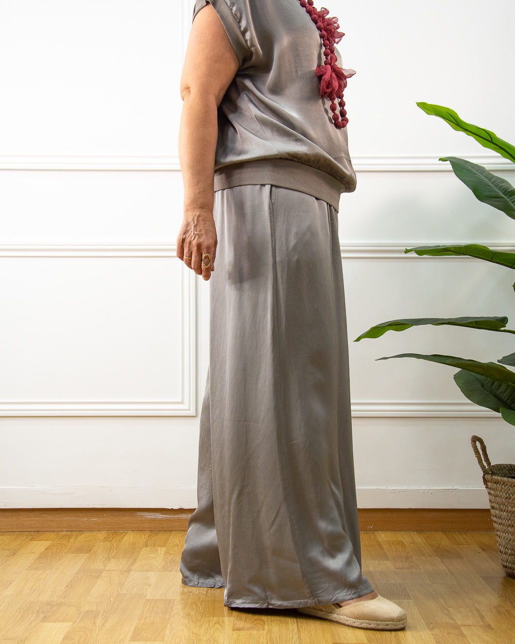 PANTALÓN RASO PALAZZO TAUPE
