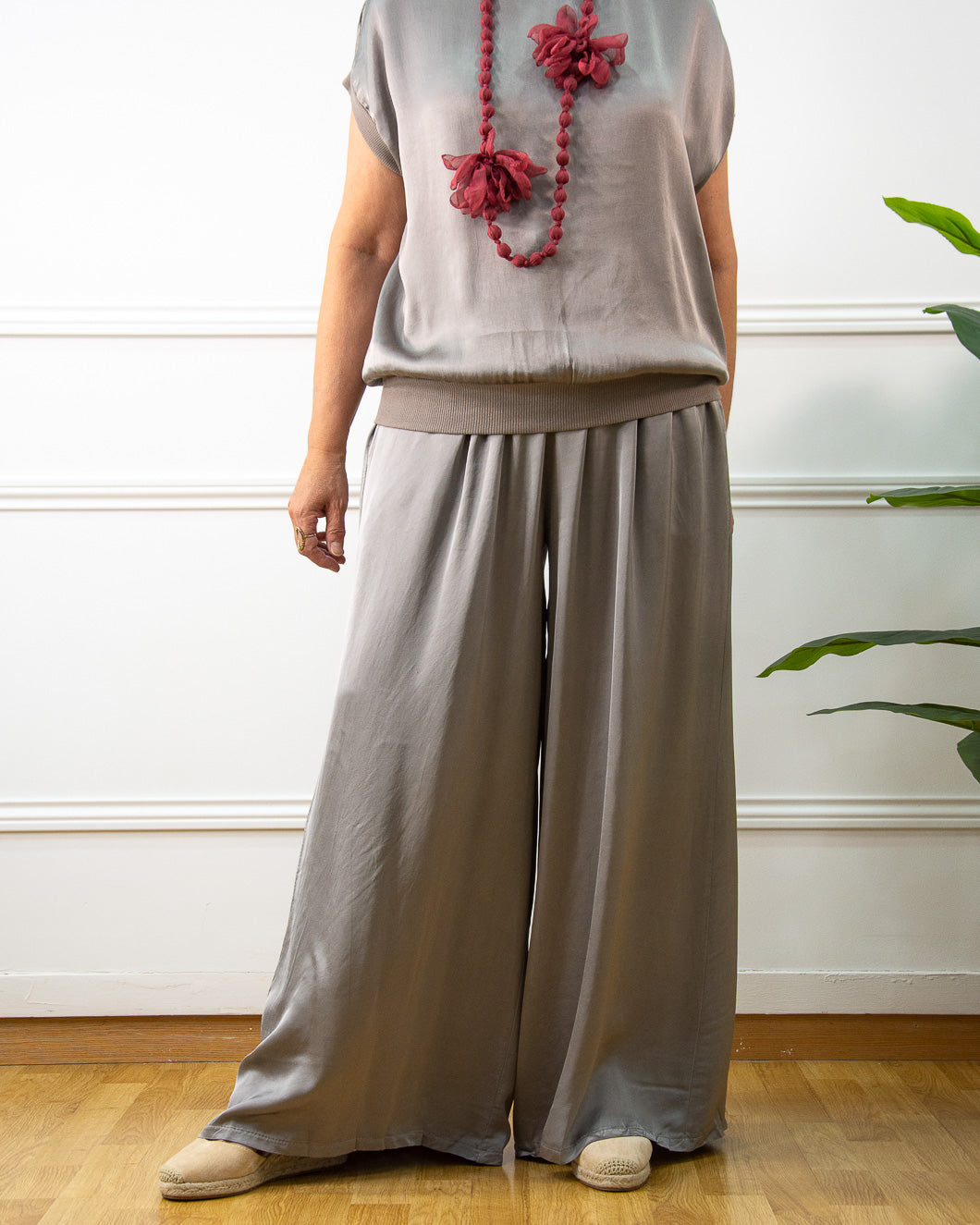 PANTALÓN RASO PALAZZO TAUPE