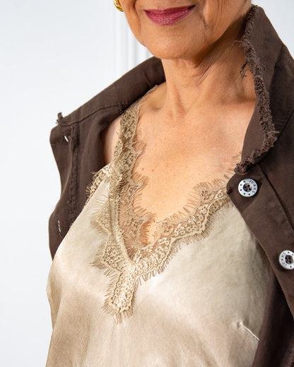 VESTIDO LENCERO CAMEL