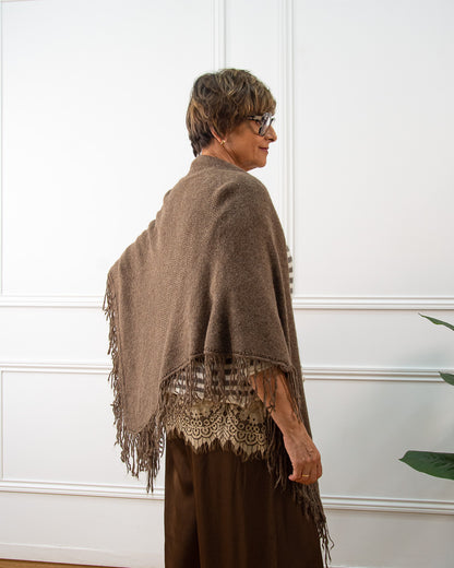 PONCHO FLECOS TAUPE