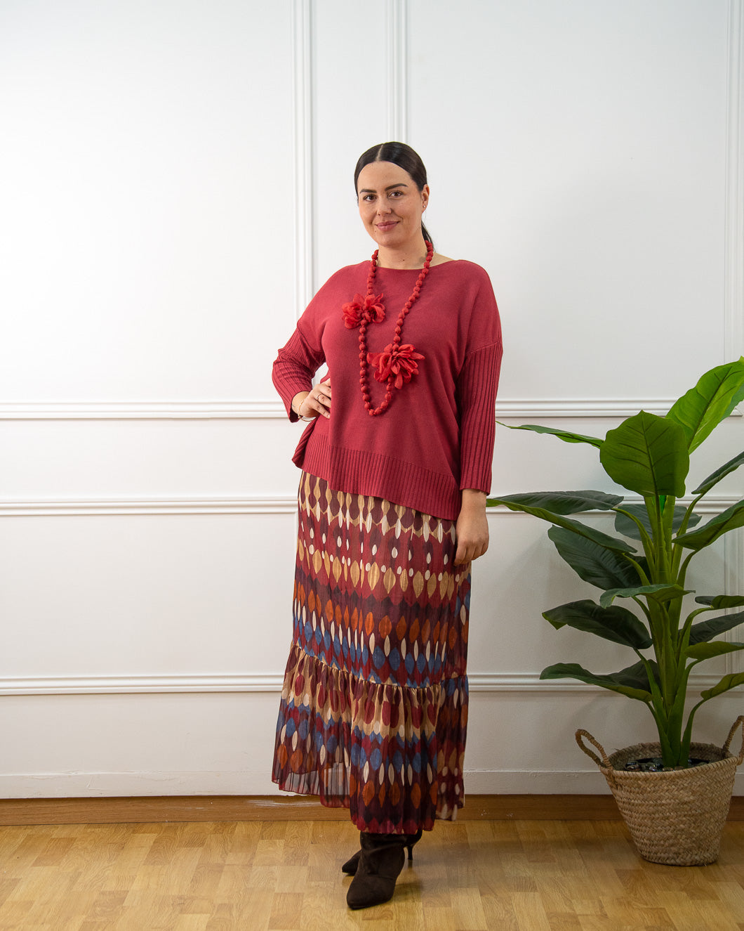FALDA BOHO GRANATE
