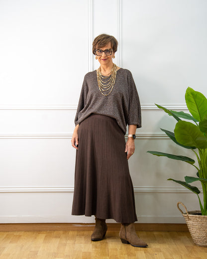 FALDA PUNTO OVER MARRÓN