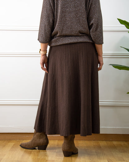 FALDA PUNTO OVER MARRÓN