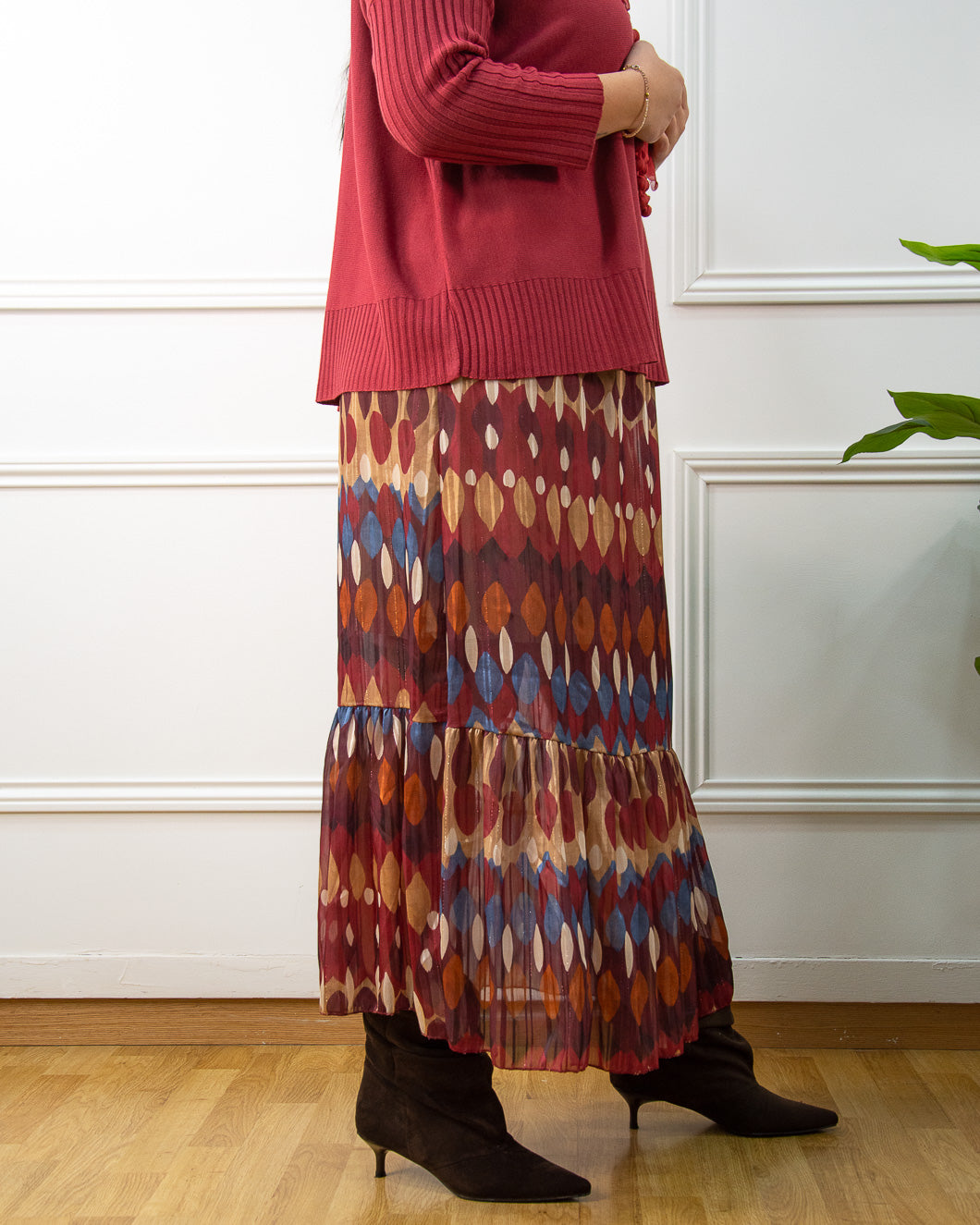 FALDA BOHO GRANATE