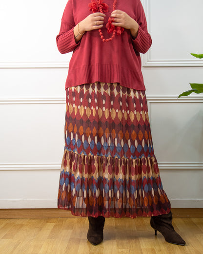 FALDA BOHO GRANATE