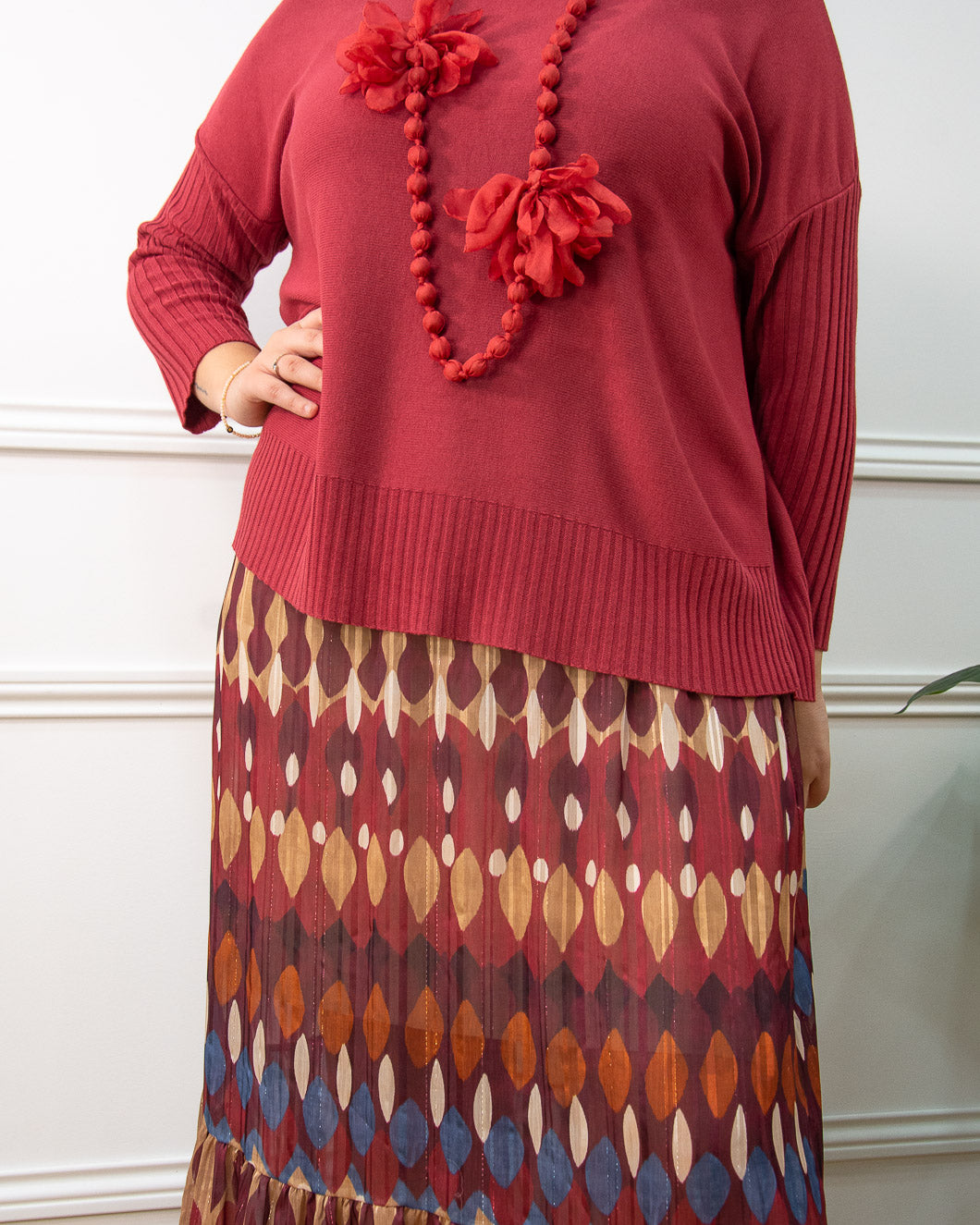 FALDA BOHO GRANATE
