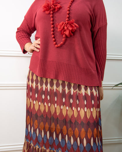 FALDA BOHO GRANATE