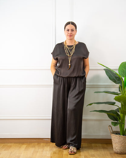 PANTALÓN RASO PALAZZO MARRÓN
