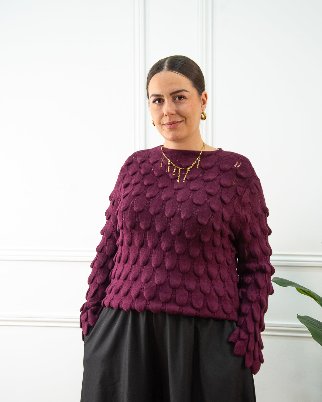 JERSEY PLUMAS GRANATE