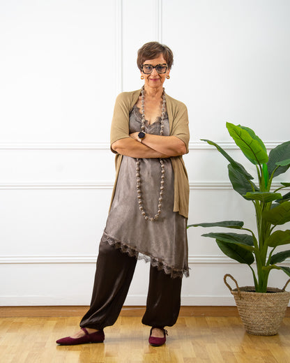 VESTIDO LENCERO TAUPE