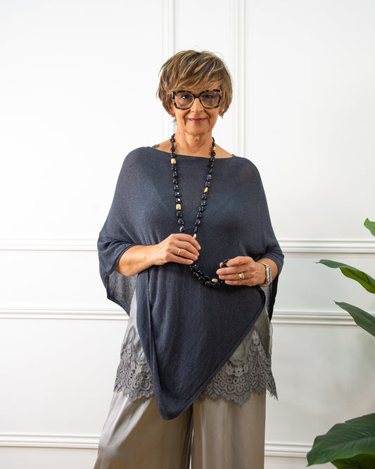 PONCHO BRILLO ANTRACITA