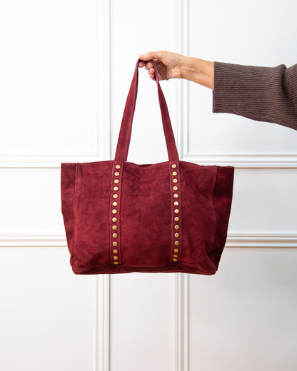 BOLSO SHOPPER TACHAS GRANATE