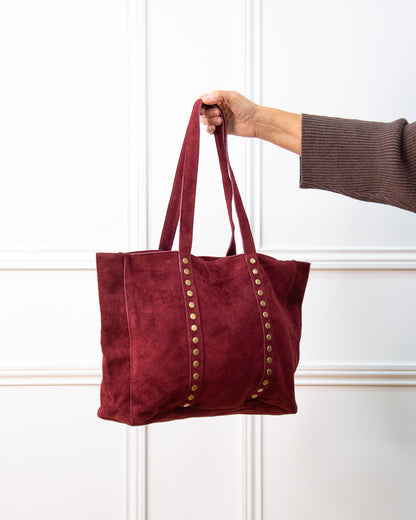 BOLSO SHOPPER TACHAS GRANATE