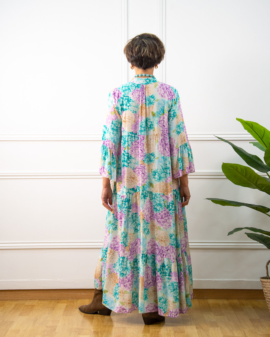 VESTIDO JARDÍN TURQUESA