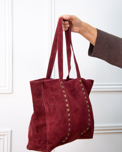 BOLSO SHOPPER TACHAS GRANATE