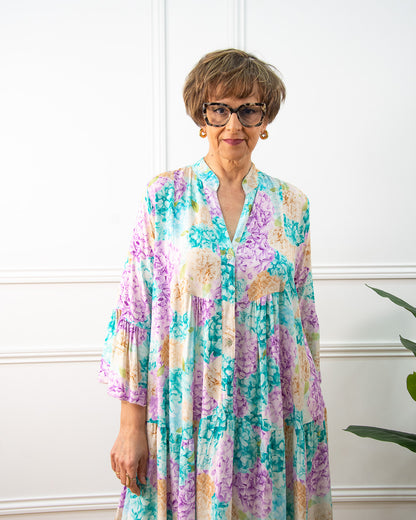 VESTIDO JARDÍN TURQUESA