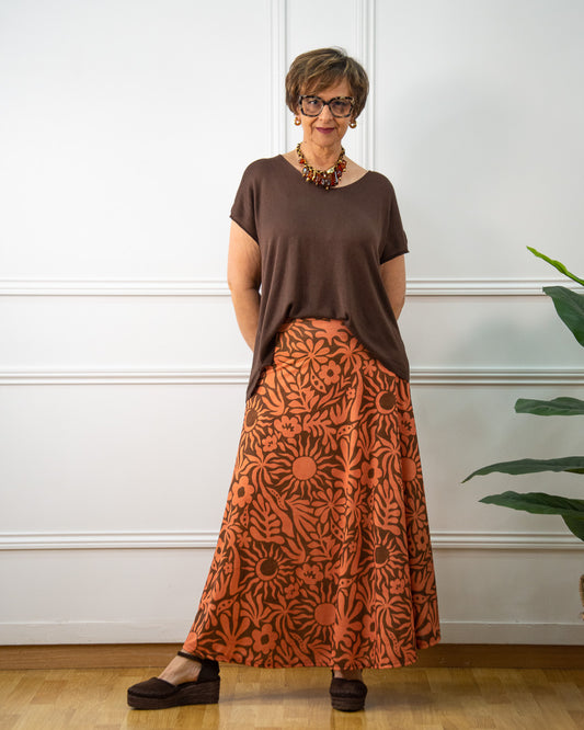 FALDA SOL MEDIANA MARRÓN