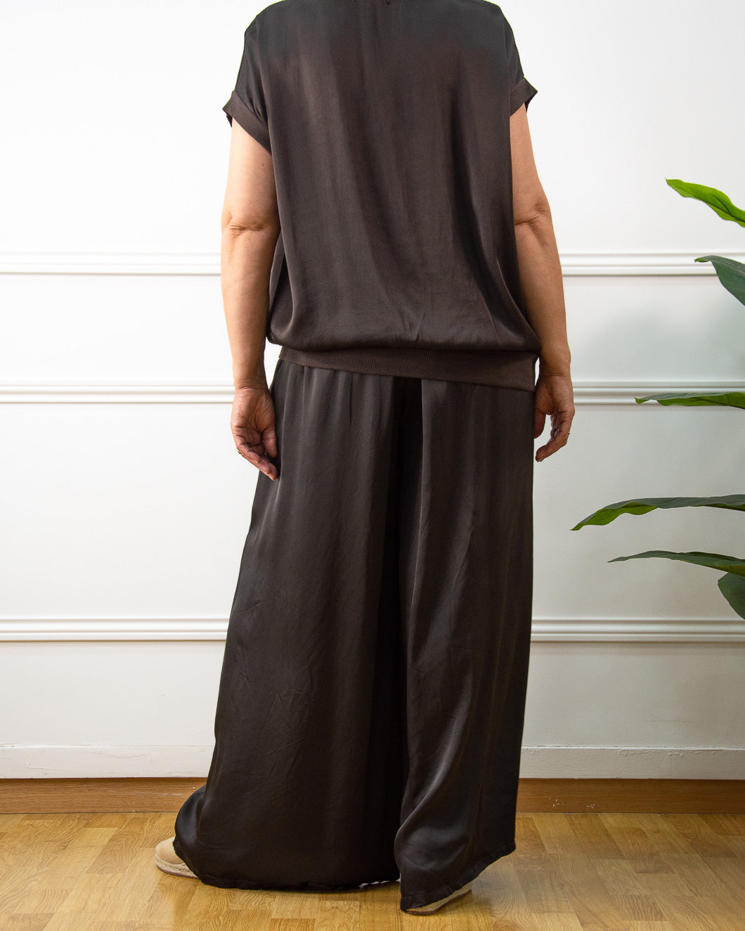 PANTALÓN RASO PALAZZO MARRÓN