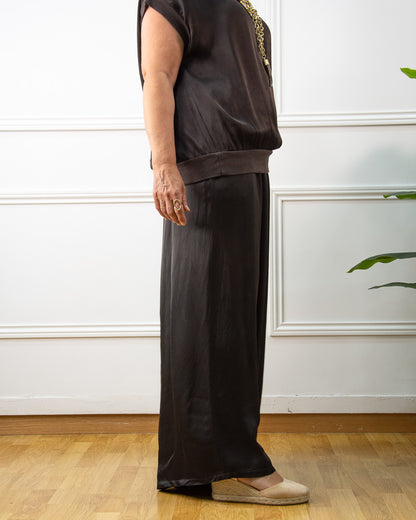 PANTALÓN RASO PALAZZO MARRÓN