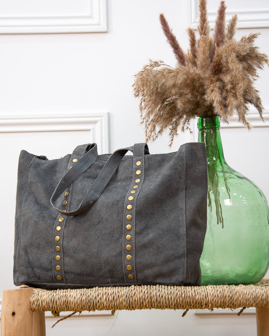 BOLSO SHOPPER TACHAS GRIS