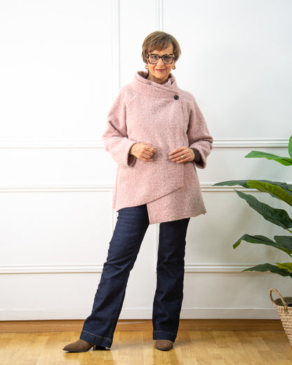 ABRIGO ASIMÉTRICO ROSA