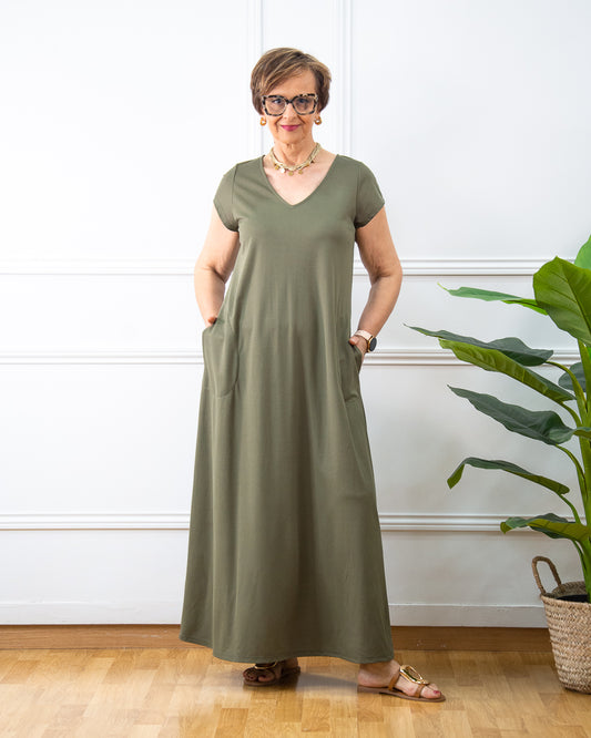 VESTIDO VENEZIA PICO KAKI
