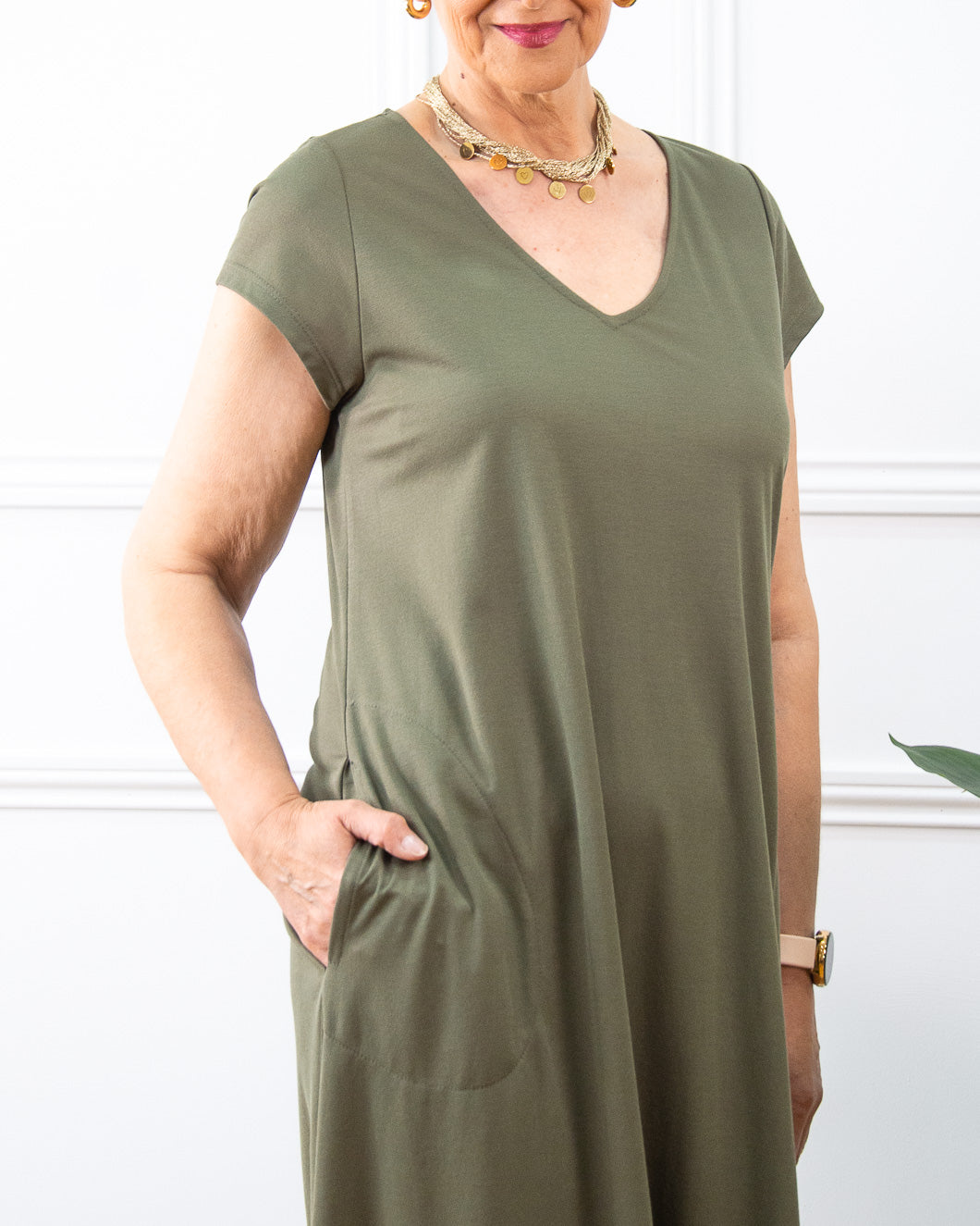 VESTIDO VENEZIA PICO KAKI