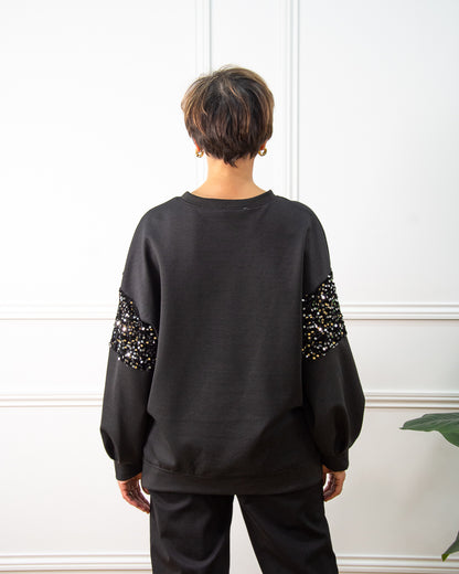 CAMISETA LENTEJUELAS NEGRO