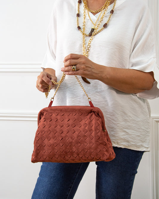 BOLSO TRENZADO TEJA