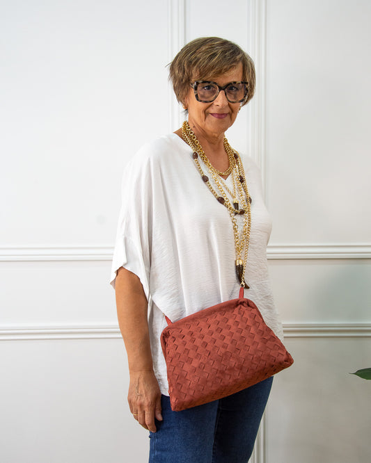 BOLSO TRENZADO TEJA
