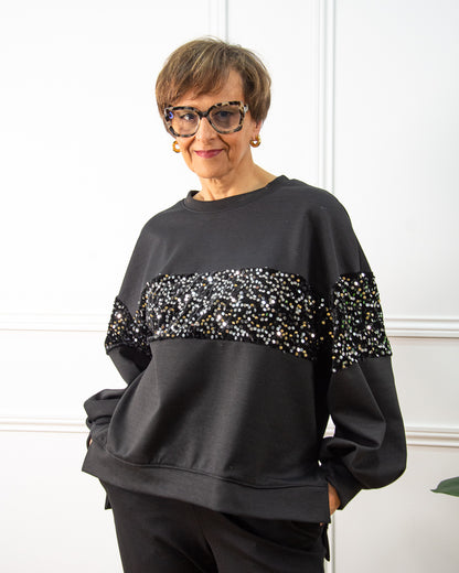 CAMISETA LENTEJUELAS NEGRO