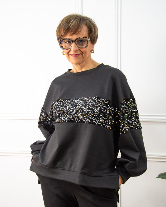 CAMISETA LENTEJUELAS NEGRO