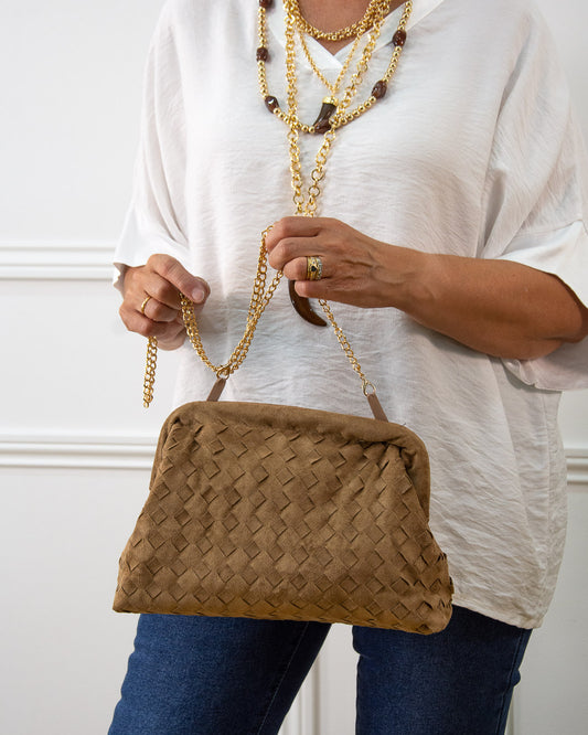 BOLSO TRENZADO CAMEL