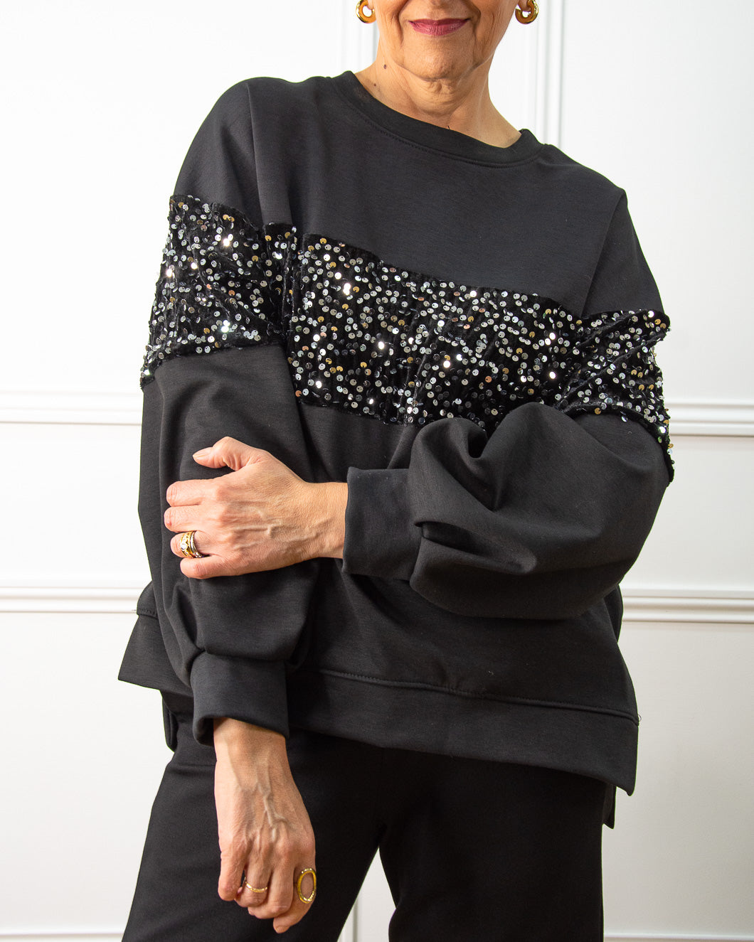 CAMISETA LENTEJUELAS NEGRO