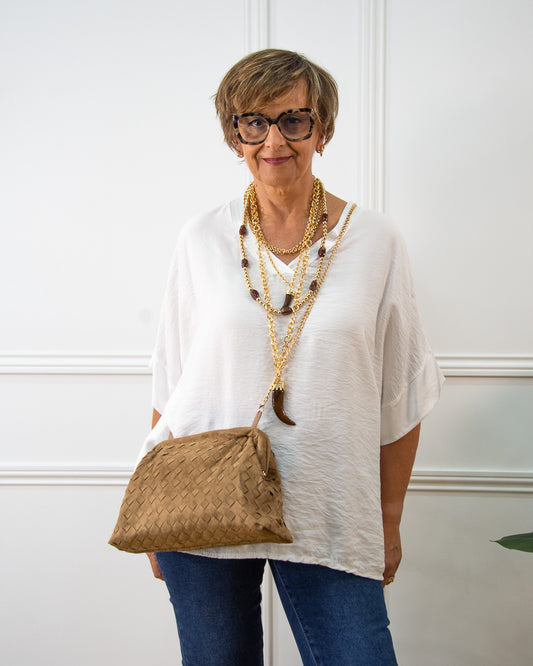 BOLSO TRENZADO CAMEL