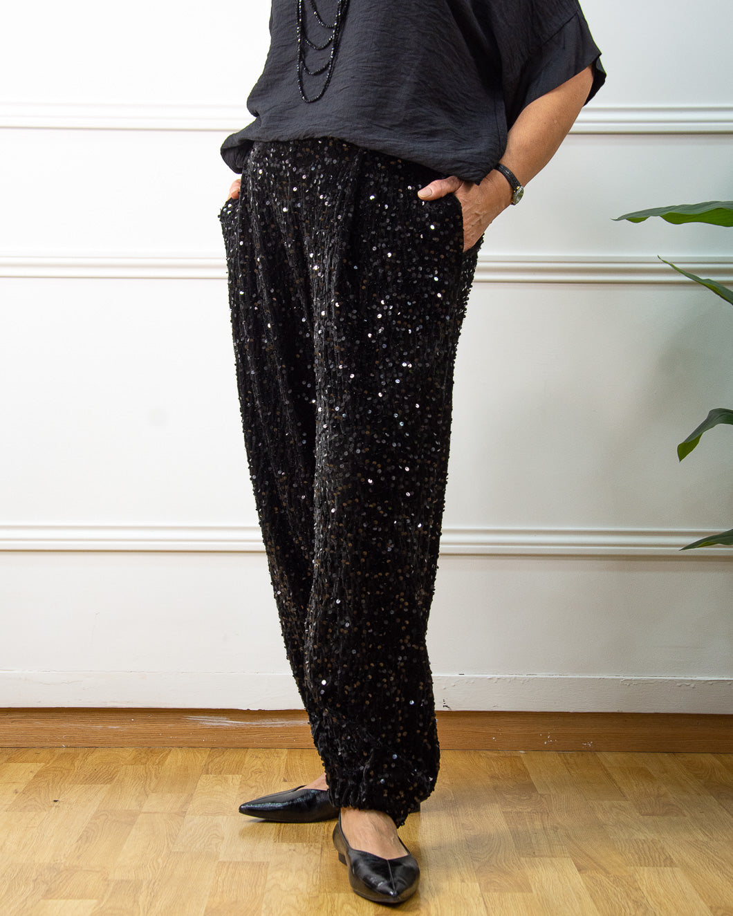 BOMBACHO LENTEJUELAS NEGRO