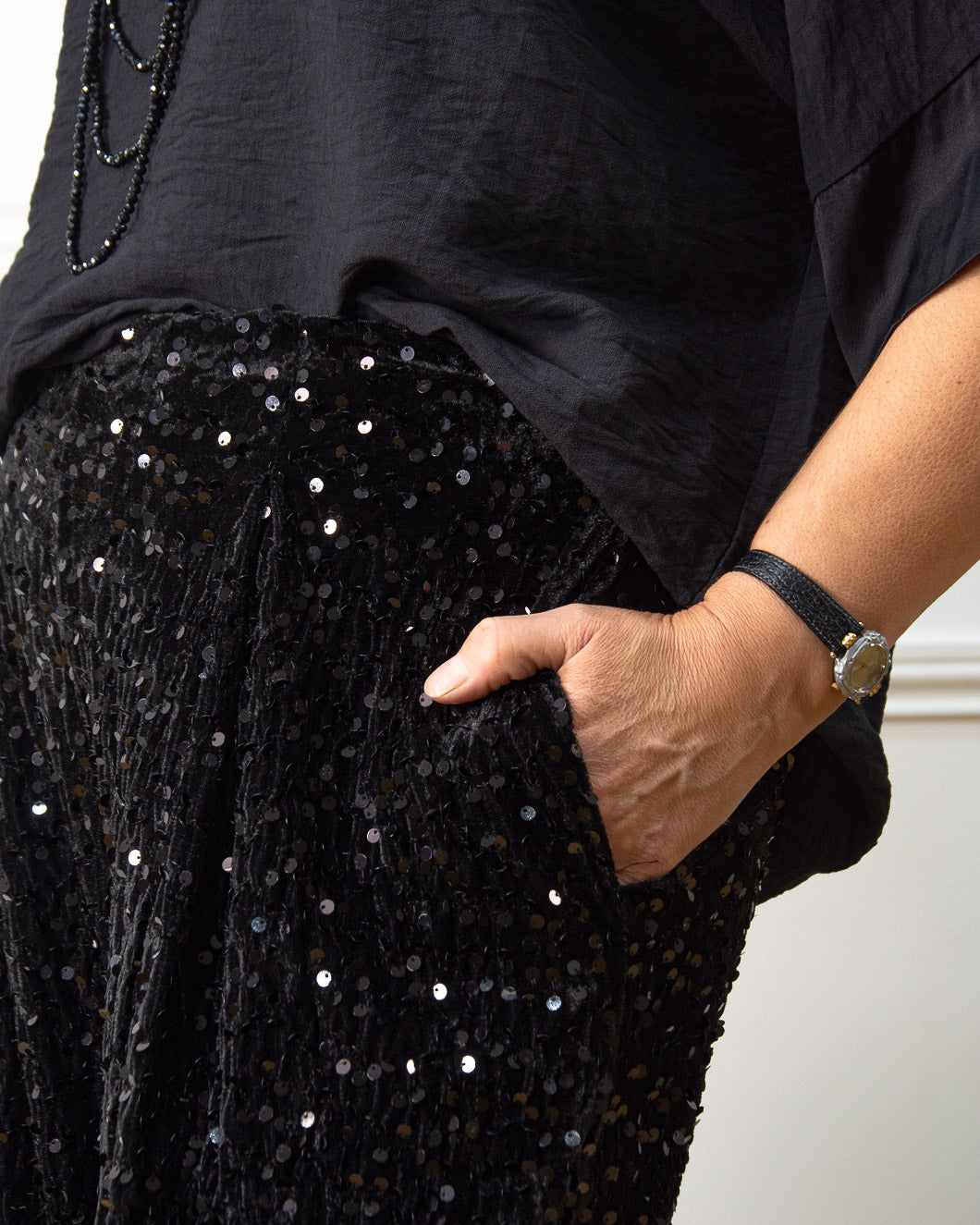 BOMBACHO LENTEJUELAS NEGRO