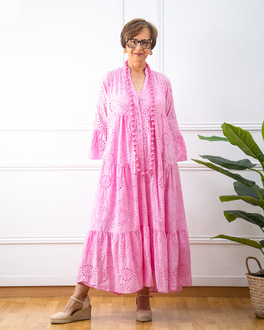 VESTIDO PERFORADO ROSA