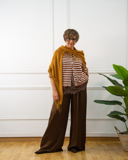PONCHO FLECOS MOSTAZA