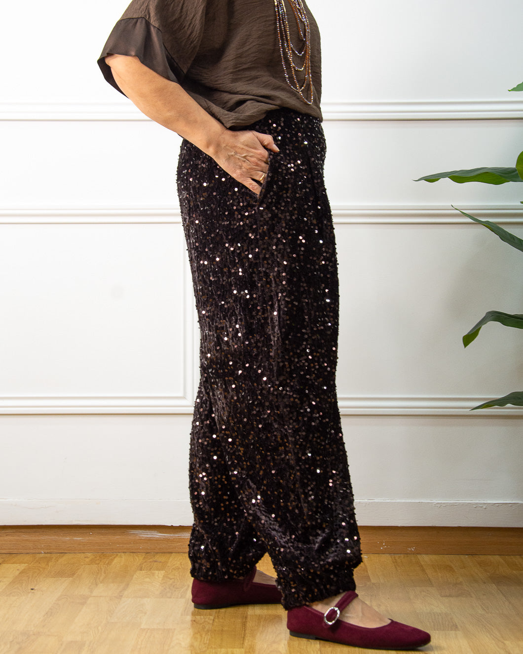 BOMBACHO LENTEJUELAS MARRÓN