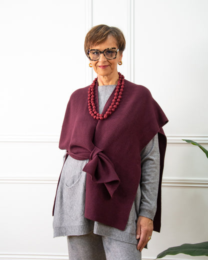 PONCHO BOTÓN GRANATE