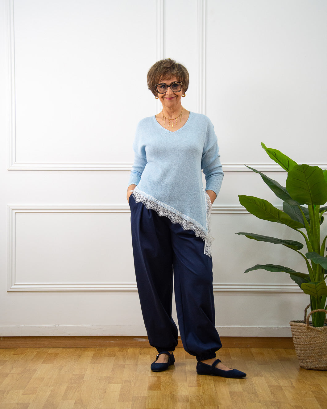 JERSEY ENCAJE CELESTE