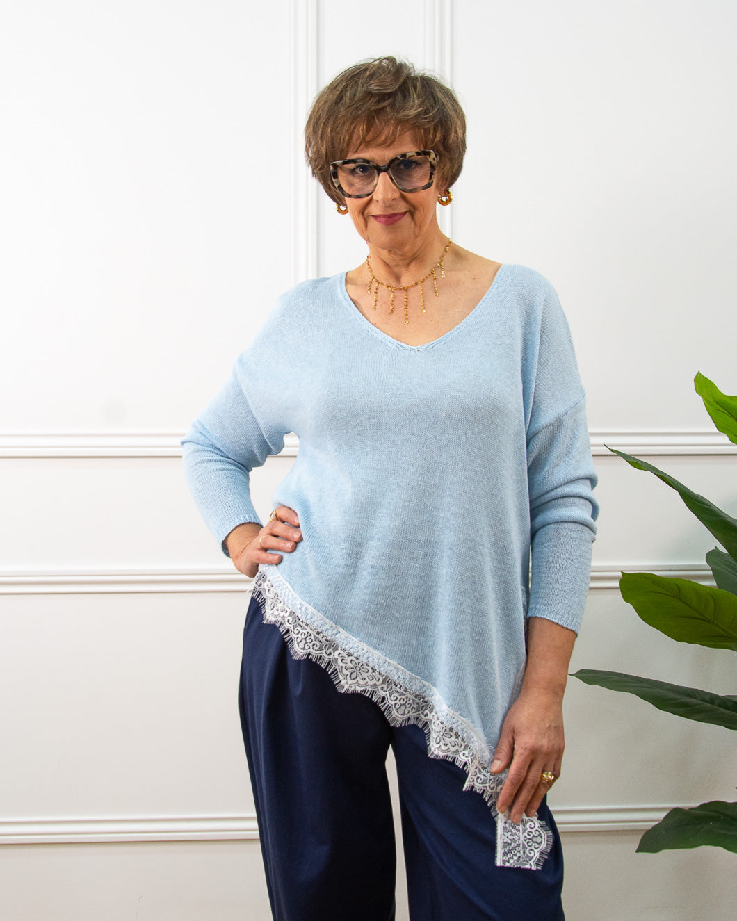 JERSEY ENCAJE CELESTE