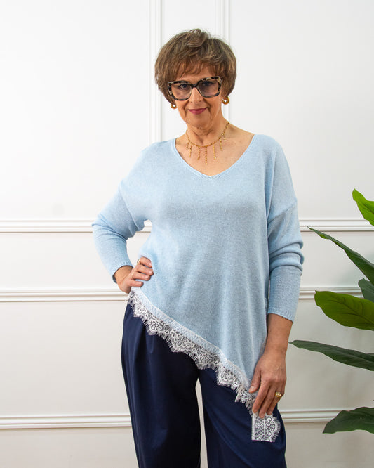 JERSEY ENCAJE CELESTE